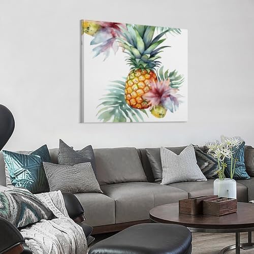 Toile murale abstraite d'ananas avec cadre moderne panoramique