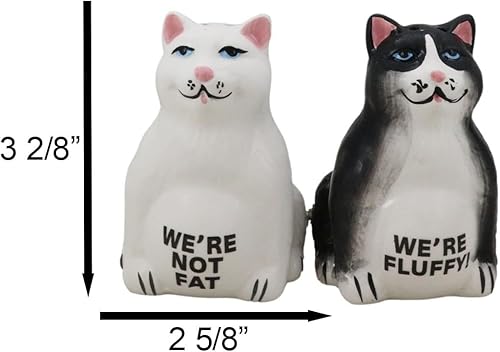 Miniatura 3 de Ebros Gift Feline - Juego de figuras magnéticas de cerámica con diseño de gatos esponjosos, salero y pimentero, 3.25 pulgadas de alto, diseño de