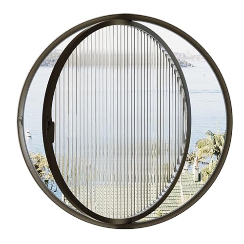 Ventana abatible redonda de cristal estriado y aluminio con apertura de 360 grados 2