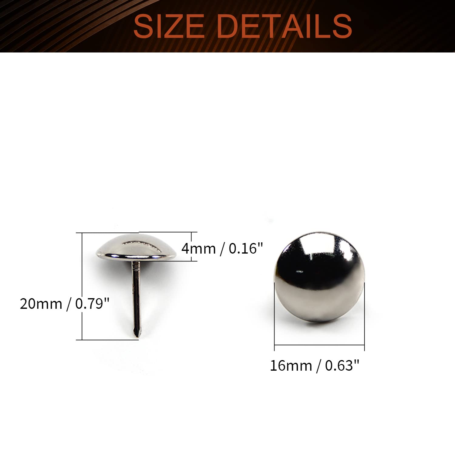 Modern Upholstery Nails Tacks - Stainless Steel Round Thumb Push Pins For Furniture & Cork Board, 20Pcs