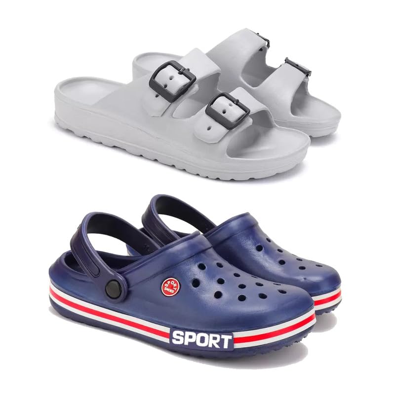 WINGSCRAFT Men's Rover Lightweight Comfortable| Slides|Clogs| Sandals with Adjustable Back Strap for Men Combo-Combo(AC)-3114-3015-10 -P-picture-40