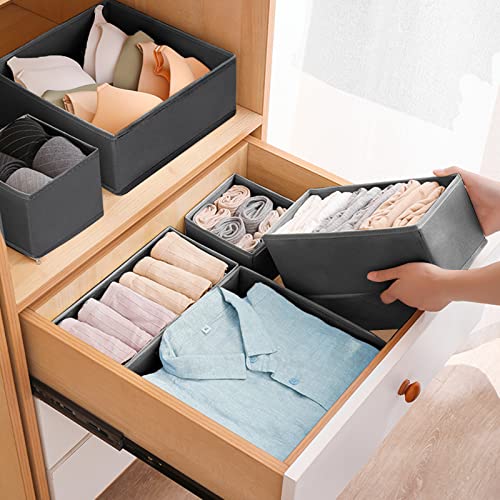 MOOING 10er Schubladen Organizer, Schubladen Ordnungssystem, Faltbare Aufbewahrungsbox Stoff, Unterwäsche Organizer, Schrank Schubladentrenner für BHS, Socken, Krawatten, Kleidung