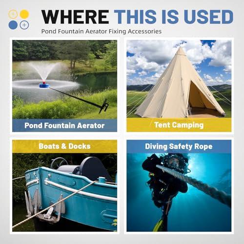 Ytrica Pond Fountain Aerator Fixing Anchor Accessories, Includes 2×0.2in by 164ft Twisted Polyethylene (PE) Rope with 2×Metal Ground Stakes - Perfect for Outdoor, Camping, Landscaping, and Shipping - Thumbnail 2
