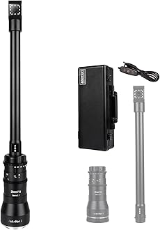 AstrHori 28mm F13 Probe Lens Full Frame 2X Macro Manual Focus Ultra Long Lens 90° Free Switching Special Macro Lens Built-in Ring Light for Canon EF Mount Series SLR Cameras