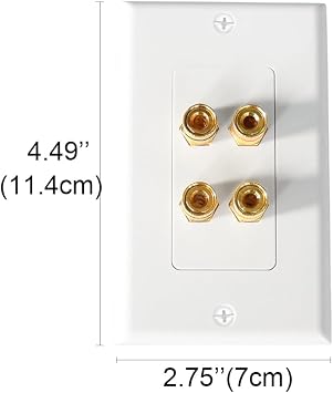 Speaker Wall Plate Banana Plug Wall Plates Speaker Wire Plate (1, 4-Port)