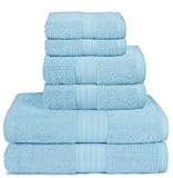 Glamburg 6 Piece Towel Set, 100% Combed Cotton - 2 Bath Towels, 2 Hand Towels, 2 Wash Cloths - 600 GSM Luxury Hotel Quality Ultra Soft Highly Absorbent Towel Set for Bathroom - Royal Blue