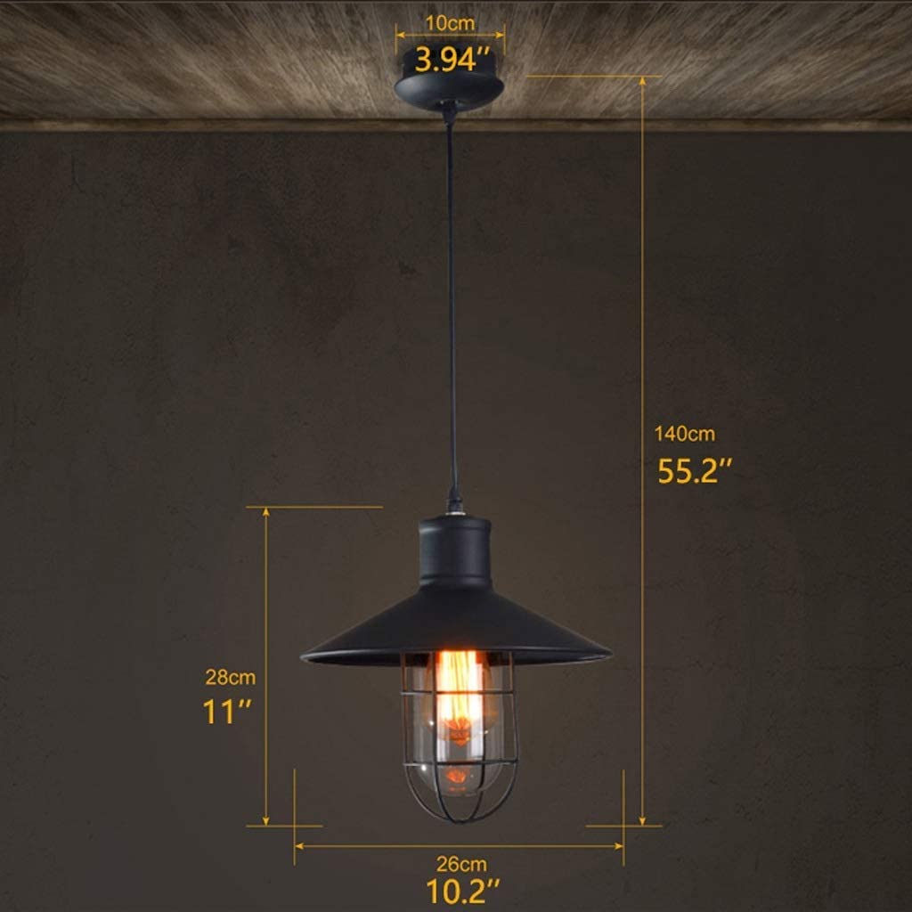 Lampa wisząca Industriële vintage kroonluchters, vogelkooi hanger verlichtingsarmatuur voor pooltafel keukenbar, creatieve retro hangende E27 lamp, zwart Jasny