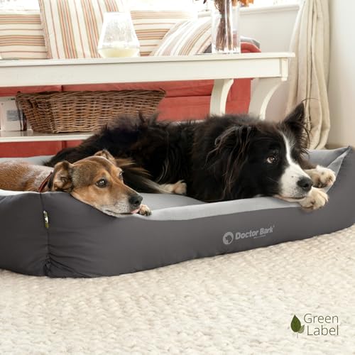 Doctor Bark Hundebett Mittelgroße Hunde - Hundekörbchen Flauschig und Weich - Waschbar, Strapazierfähig, Kuschelig - Made in Germany - GreenLabel (L - 97x75 cm, Grau)