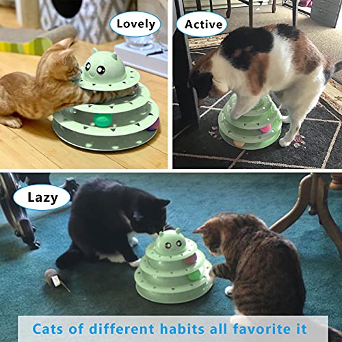 UPSKY Rolo de brinquedo para gatos de 3 níveis com seis bolas coloridas interativas para gatinhos di
