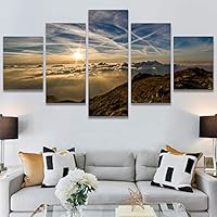 SIGNWIN 5 Panel Canvas Wall Art Modern Art Coastal Colorful Multicolor Photography Romantics Sunset for Home Decorations Ready to Hang - 60