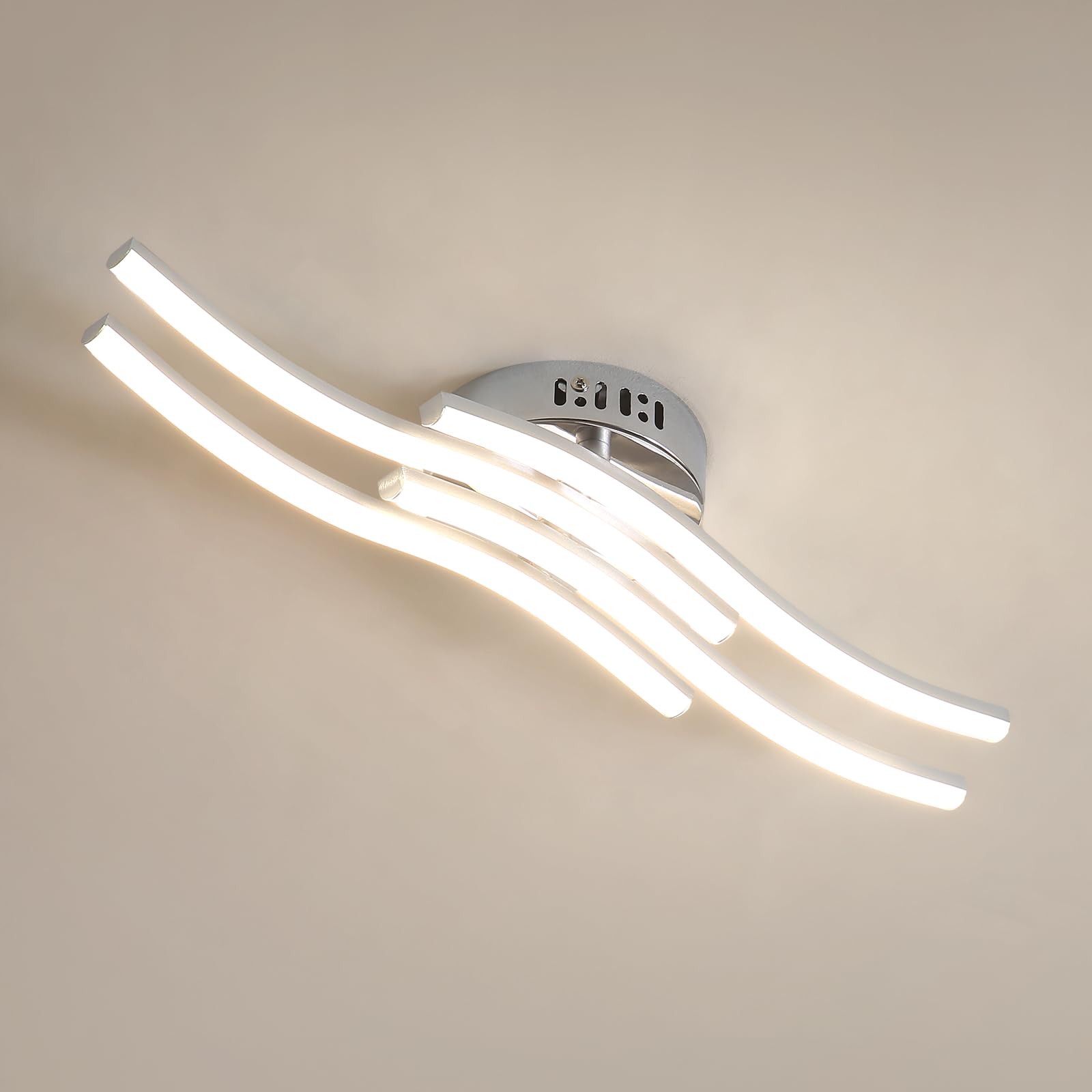 Osairous Modern LED Ceiling Light, 24 W, 2300 lm, Acrylic Curved Design, Neutral White, 4000 K for Living Room, Bedroom, Kitchen Hallway and Bedroom, 53 cm