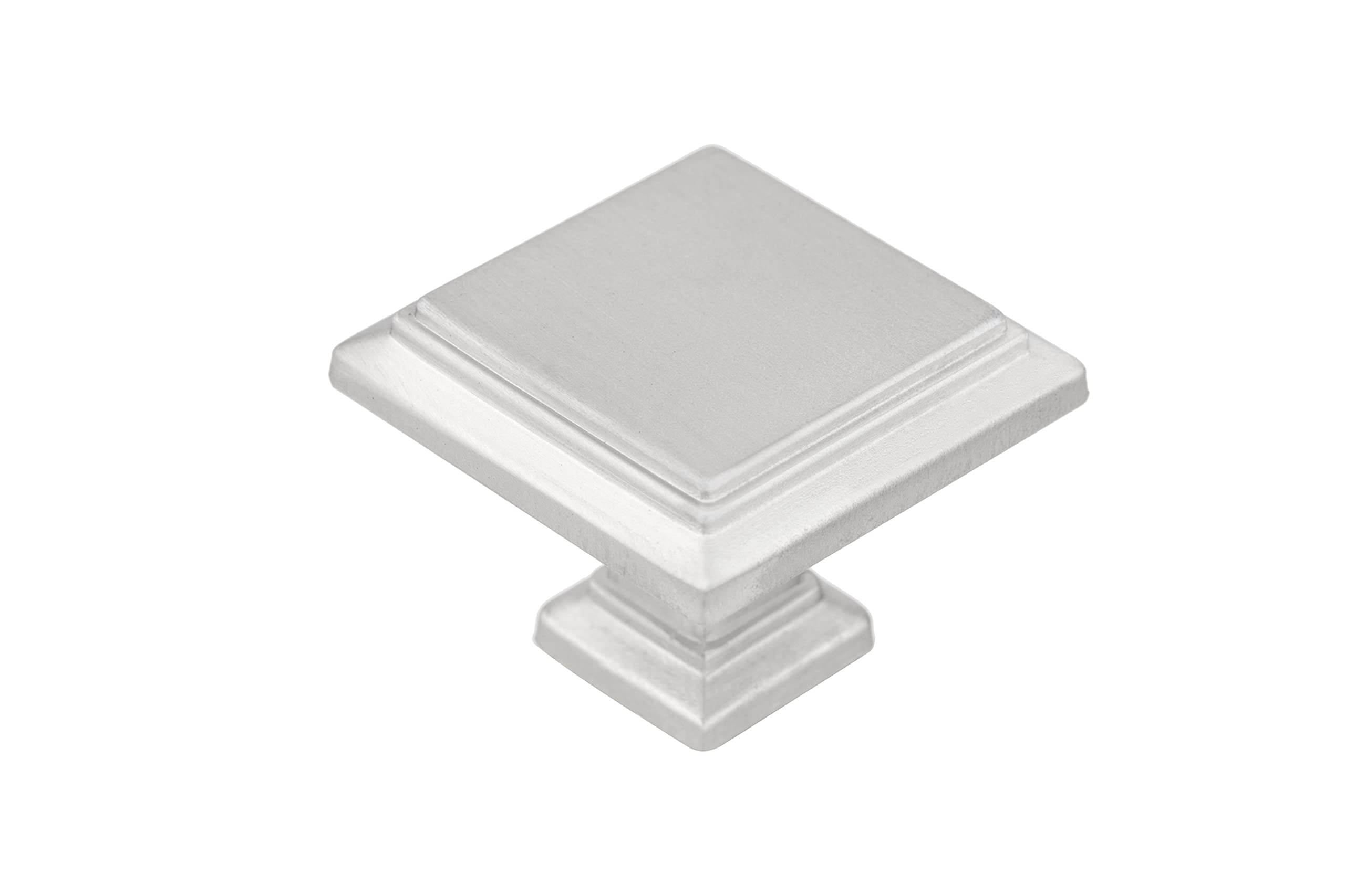 KH KINGSMAN HARDWARE Roma Series 1-1/4 in. (32mm) Square Soild Zinc Alloy Cabinet Knob (10, Brushed Nickel)