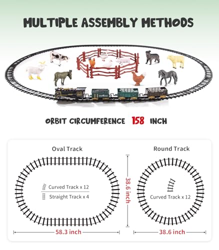 image for ifanface Farm Toy Train Set, Electric Steam Train Engine with Light & 