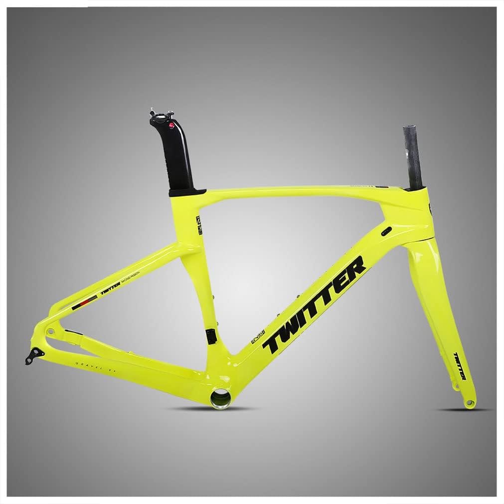 Carbon Fiber Road Bike Frameset Disc Brake Racing Frame 45/48/51/54CM 12x100/12x142mm Thru Axle Bicycle Frame for 700c Wheels(Silver,45cm)