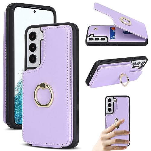 Image of for Samsung Galaxy S23 Case with Card Holder,Galaxy S23 Case Wallet for Women,Credit Card Holder,Ring Stand,Phone Wallet Cases 6.1 inch(Purple)