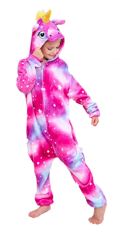 UDERUI Kids Unicorn Onesie Pajamas One-Piece Cosplay Costume Animal Sleepwear Girls And Boys