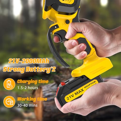 6 Inch Mini Chainsaw Cordless,Upgraded Electric Chainsaw with Battery level display and Tool-Free Tensioner,Portable Mini Chain saw for Trees Branches Trimming,Wood Cutting - Thumbnail 5