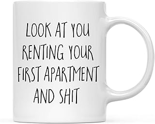 Andaz Press 11oz. Funny Coffee Mug Gift, Look at You Renting Your First Apartment and Shit, 1-Pack, Includes Gift Box, Gift Ideas for New Homeowners