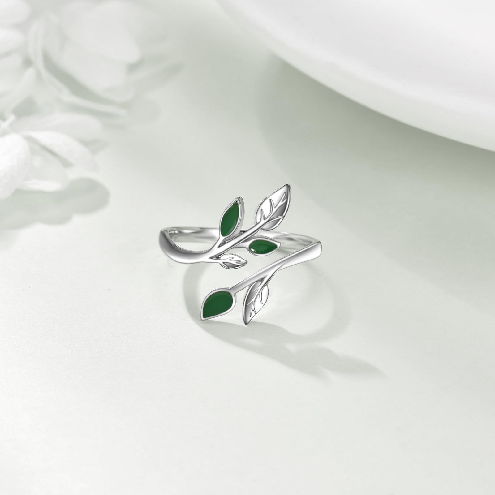 VONALA Blattring da donna, in argento sterling 925, regolabile, anello per pollice, foglia, regalo per donne, amici, famiglia