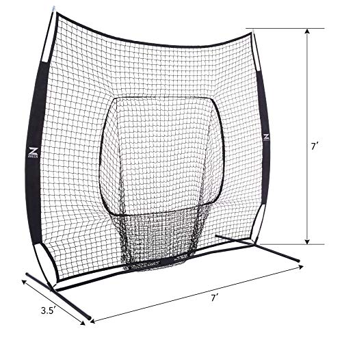 image for ZELUS 7 x 7 Baseball and Softball Practice Net and 12 Training Balls, 
