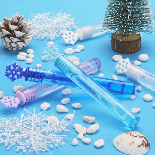 Cawiew CAWIEW-32SNOWBUBBLE 32 Pcs Frozen Bubble Wands Bulk For Kids, 4 Color Mini Snowflake Party Favors, Valentine'S Day, Goodie Bag Stuffers thumb #1