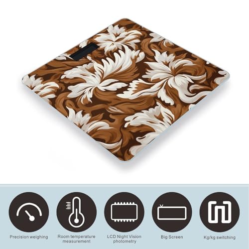 Báscula digital de baño con diseño marrón y blanco miniatura 3