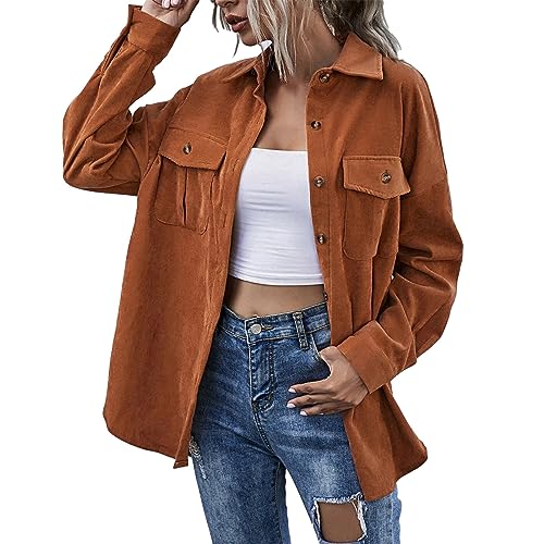 Veste surdimensionnée en velours côtelé femme manches longues rétro