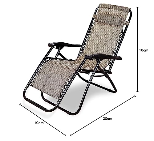 Image of Metal Folding Indoor Outdoor Home Beach Garden Recliner Deck Chair (Recliner) ( Neavy Blue Color)