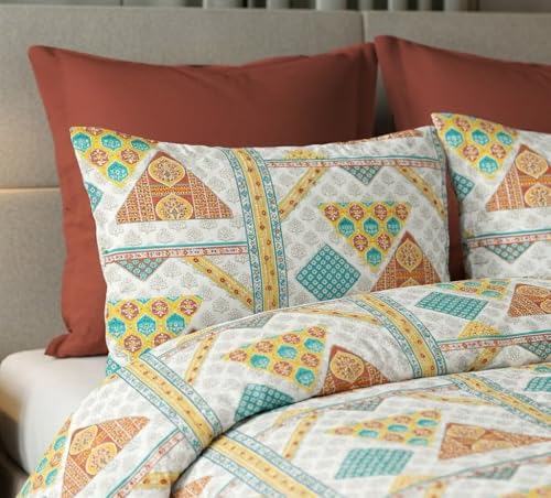 Image of FRESH FROM LOOM Hotel Quality 240 TC Cotton King Bedsheet - Soft & Skin-Friendly Premium King Size Flat Bedding Set - 240 TC Pure Cotton, GreyRed, Size- 108x108 inch