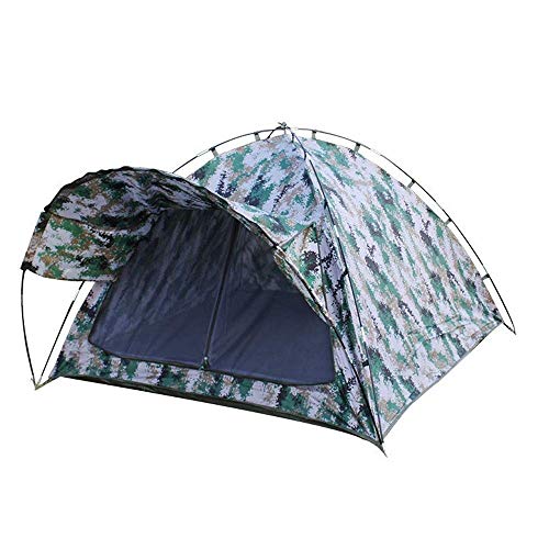 Tente de camping camouflage 3-4 places en polyester imperméable pour randonnée 200x200x145 cm