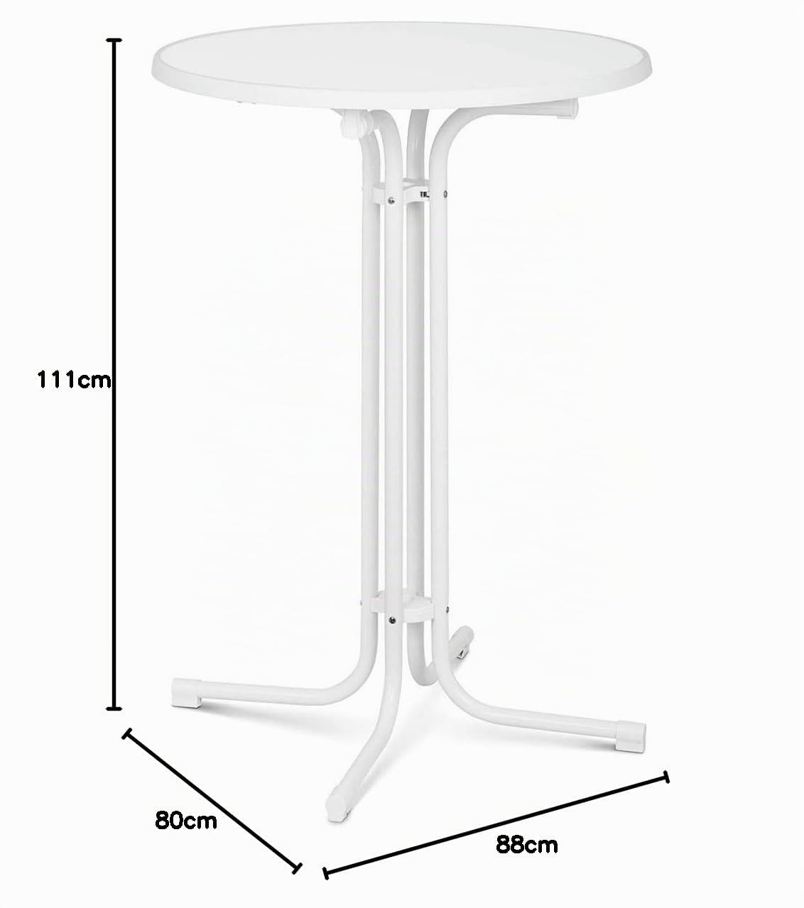 Royal Catering Table Haute Pliante Ø80 cm Hauteur 110 cm Pieds Réglables Acier et Contreplaqué Revêtu De Plastique Blanc Mange-Debout Rond Table de Bistro Jardin Terasse Extérieur Table de Bar
