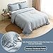 Silnuo Light Blue/White Plaid Ruffle Duvet Cover Queen Size,100% Washed Cotton 3 Pieces Shabby Checkered Chic Gingham Bedding Set Comforter Cover Set