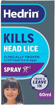 Hedrin Treat & Go Leave-In Spray, Fast, No Fuss Lice & Nit Treatment, Kills Head Lice & Eggs, Clinically Tested, Suitable for Adults & Children, 1 x 60ml 2 x 30ml Treatments