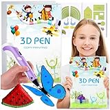 KRUMAD 3D Stift Vorlagenbuch – 40 Seiten A4 mit 3D Schablonen & PVC-Folie – 3D Pen Zubehör für Kinder & Anfänger – Bastelset für 3D Druckstift & kreatives Zeichnen