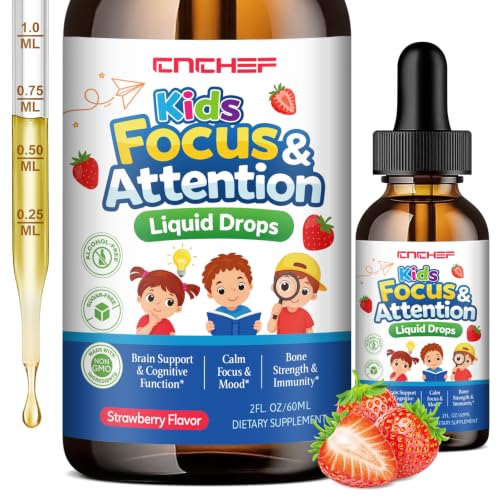 Kids Focus and Attention Supplements with Phosphatidylserine Magnesium Glycinate L-Threonate Omega-3 L-Theanine & multivitamin - Kids ADHD Brain Liquid Drops - for Memory Cognitive Calm & Mood