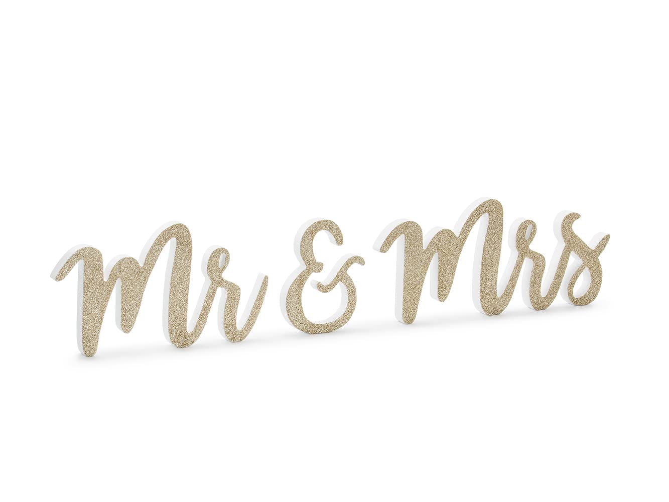 partydeco Deko-Schriftzug Mr & Mrs Holzbuchstaben Deko 50x10cm weiß gold 3tlg