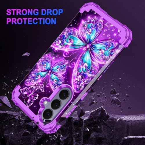 Casetego for Galaxy S26 Plus Case,Glow in The Dark Three Layer Heavy Duty Sturdy Shockproof Full Protection Rugged Hard PC+Soft TPU Bumper Case for Samsung Galaxy S26 Plus 5G 6.7 inch,Dull Purple - image 5