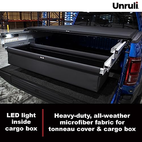 Unruli Liberator Tonneau Cover With Removable Sliding Cargo Box - Chevy/Gmc 1500 Durabed - Years 2019-2023 - 5’8’’ Truck Bed - Pickup Truck Bed Storage Box Secures Small Cargo Under Truck Bed Cover #TOP4