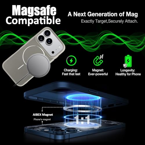 Image of AIBEX Ultra-Thin Mag-Saf Back Cover Case Compatible with iPhone 17 Pro| Slim Fit Scratch-Resistant Matte | Magnetic Wireless Charging | Microfibre Lining | Camera Protection (PC Material) - Titanium