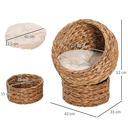 Pawhut-Cama-para-Gatos-Desmontable-Casa-para-Mascotas-Menos-de-5kg-Diseno-Moderno-Cojin-Extraible-Suave-y-Calido-42x33x52cm-Marron-y-Beige 51aVGzO59gL