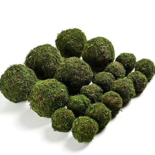 Image of Usmola 18pcs Fake Moss Balls, 6pcs 3.2 inch Faux Green Balls + 12pcs 2 inch Artificial Moss Decorative Balls for Centerpiece Bowls (Fresh Green)