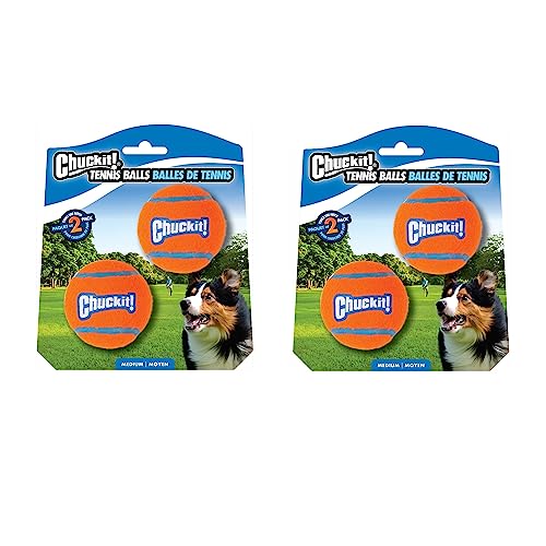 Chuckit Dog Tennis Ball Dog Toy, Medium (2.5 Inch Diameter) For Dogs 20-60 Lbs, Pack Of 4 #TOP1