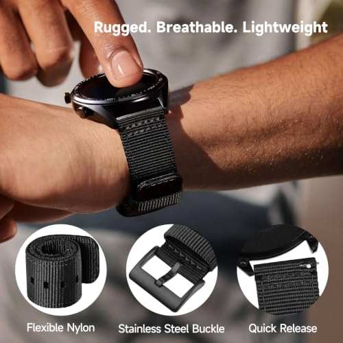 Image of WOCCI Nylon Watch Bands, Contrast Woven Design, Quick Release, Stainless Steel Buckle, Band Width 20mm 22mm 24mm 26mm