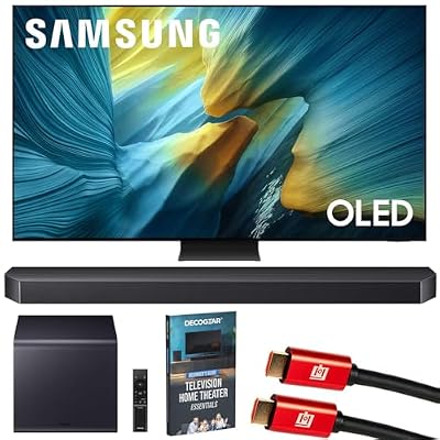 Samsung 83 inch OLED 4K S95F Vision AI Smart TV (2025) QN83S95FAEXZA Bundle with Q-Series Soundbar 7.1.2ch Subwoofer, 2X HDMI Cable and Deco Gear Home Theater Beginner's Guide