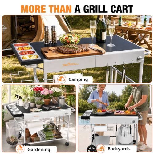 Image of Pizza Oven Table Grill Cart for Ninja Woodfire, Blackstone Griddle, Ooni