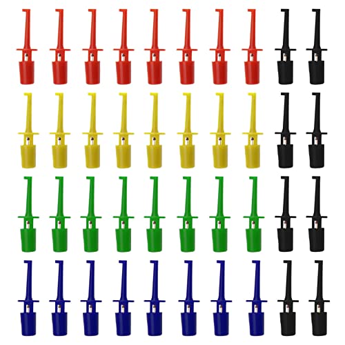 Image of 40PCS Multimeter Electrical Testing Single Hook Clip Grabber Test Probe Cable Clip Kit 5 Colours Electrical Tools for Multimeter Wire Lead