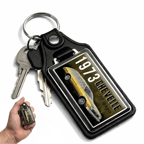 Image of Brotherhood 1973 Compatible with Chevelle SS Wagon Design Key Chain Key Holder Key Ring For Men Heavy Duty Car Key Ring For Men and Women
