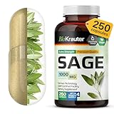 BIO KRAUTER® Sage Supplement for Memory, Focus & Brain Support - Vegan Sage Extract (Salvia Officinalis)1000 mg per Serving for Antioxidant & Digestive Support - 250 Capsules, 125-Day Supply, Non-GMO