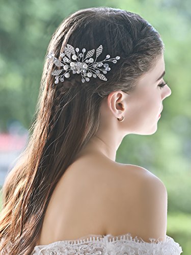 Yean Bridal Hair Combs, Wedding Silver Hair Comb for Bride and Bridesmaid (Silver)