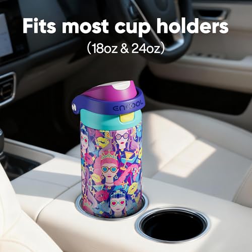 Image of ENCOOL Leakproof Insulated Water Bottle with Straw Dual-Sip Water Bottle Bag-Safe Design for Work, Commute & Gym - Keeps Drinks Cold All Day, 24 oz, Pastel Cool